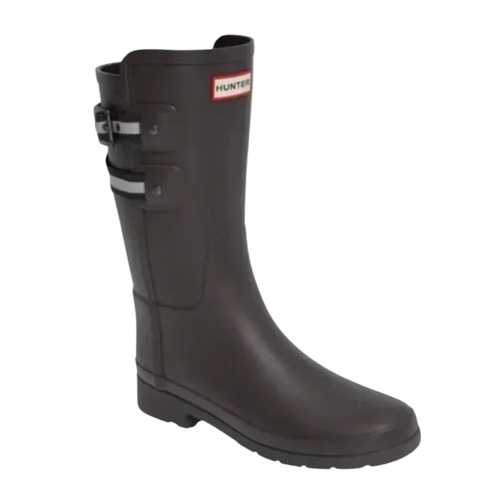 Hunter Limited Edition Original Refined Rain Boots Double Strap Black US 7 EU 38
